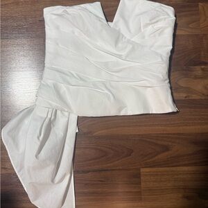 ZARA Strapless White Ruched Bustier Top NEW WITH TAGS